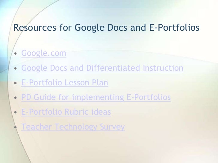 Creating EPortfolios using Google Docs