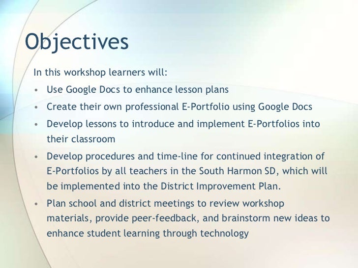 Creating EPortfolios using Google Docs