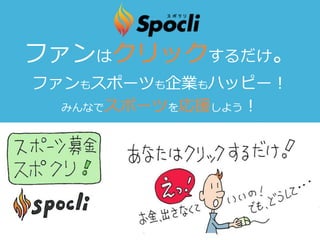 ファンはクリックするだけ。
ファンもスポーツも企業もハッピー！
みんなでスポーツを応援しよう！
 