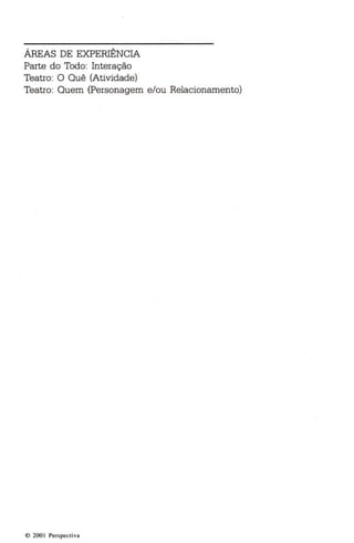 ÁREAS DE EXPERIÊNCIA 
Parte do Todo: Interação 
Teatro: O Quê (Atividade) 
Teatro: Quem (Personagem e/ou Relacionamento) 
o 200  Perspectiva 
 