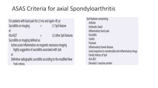 ASAS Criteria for axial Spondyloarthritis
 