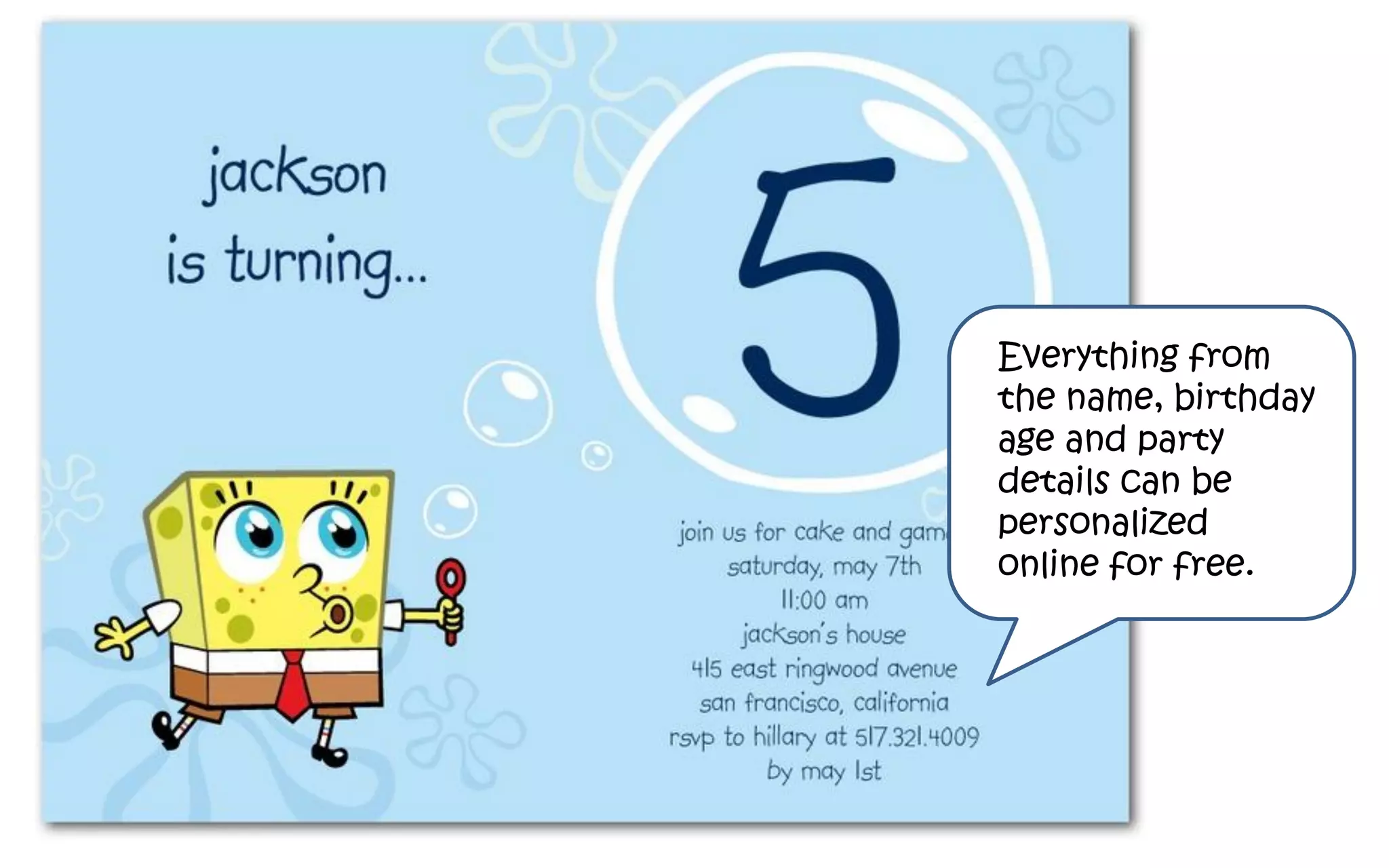 Spongebob Birthday Party Invites