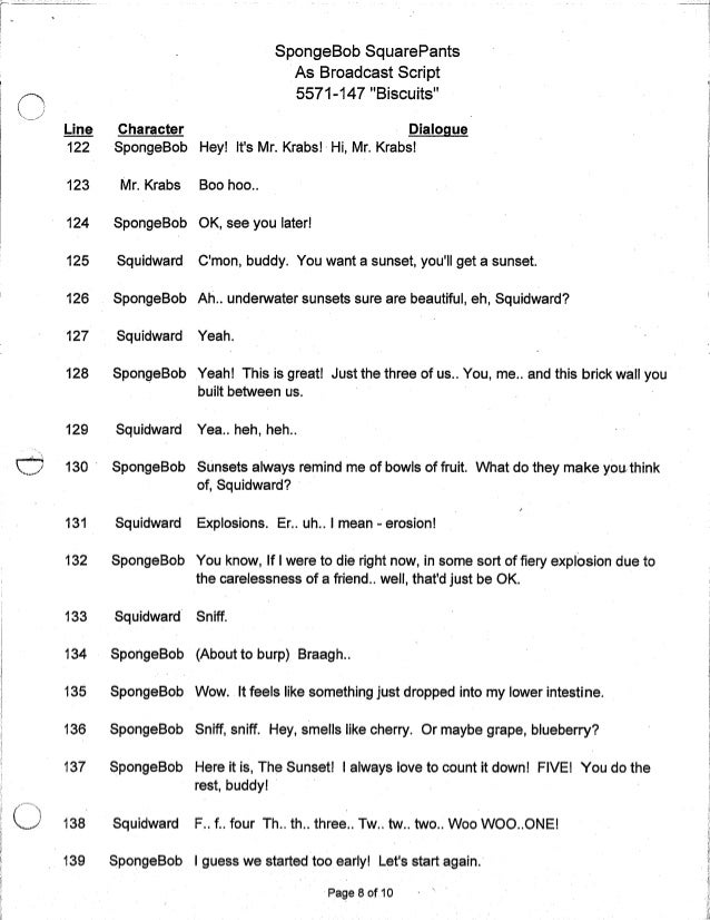 spongebob squarepants script for