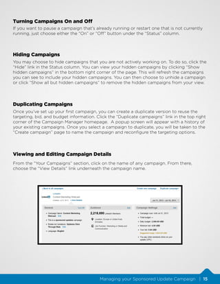 Turning Campaigns On and Off
Hiding Campaigns
Duplicating Campaigns
Viewing and Editing Campaign Details
If you want to pa...
