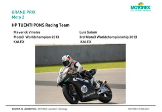 GRAND PRIX
Moto 2

HP TUENTI PONS Racing Team

BUCHER AG LANGENTHAL MOTOREX Lubrication Technology

MOTOREX TEAMS 2014

 