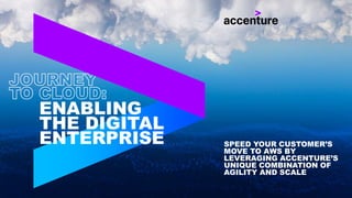 ENABLING
THE DIGITAL
ENTERPRISE SPEED YOUR CUSTOMER’S
MOVE TO AWS BY
LEVERAGING ACCENTURE’S
UNIQUE COMBINATION OF
AGILITY AND SCALE
 