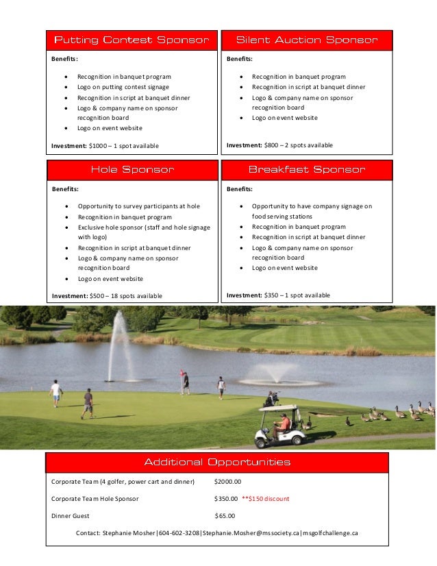 2014 MS Golf Challenge Sponsorship package