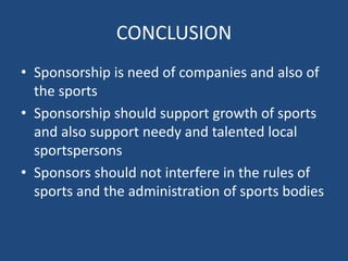 Conclusion In Sports Sponsorship in Sports | PPTX