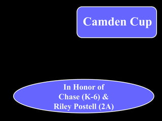 In Honor of
Chase (K-6) &
Riley Postell (2A)
Camden Cup
 