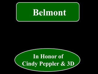 In Honor of
Cindy Peppler & 3D
Belmont
 