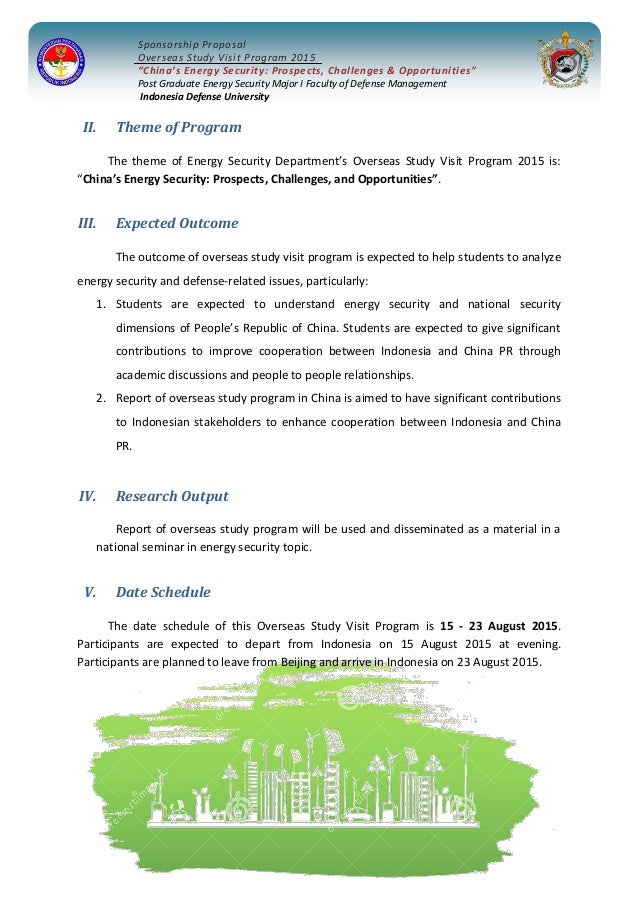 Sponsorship Proposal Overseas Study Visit Program Post Graduate Ene