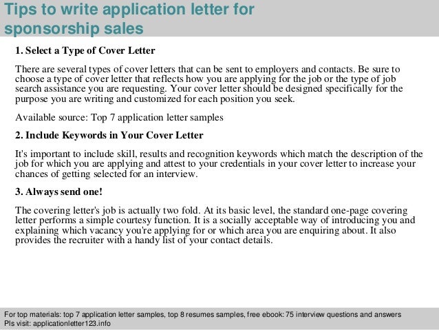 sponsorship sales application letter cover letter for sponsorship