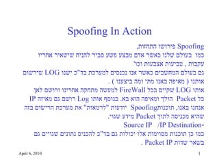 April 6, 2010 Spoofing In Action ,[object Object],[object Object],[object Object],[object Object],[object Object],[object Object],[object Object],[object Object],[object Object],[object Object],[object Object],[object Object]