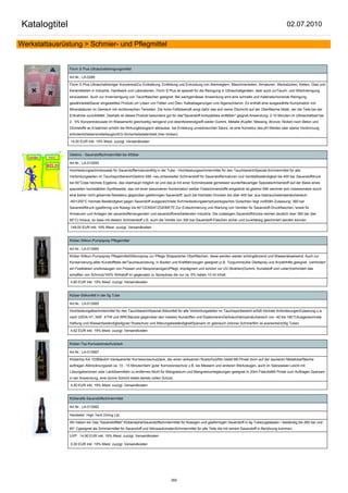 Katalogtitel                                                                                                                                               02.07.2010

Werkstattausrüstung > Schmier- und Pflegmittel


                Florin S Plus Ultraschallreinigungsmittel

                Art.Nr.: LA-0280

                Florin S Plus Ultraschallreiniger KonzentratZur Entkalkung, Entfettung und Entrostung von Atemreglern, Maschinenteilen, Armaturen, Werkstücken, Ketten, Glas und
                Keramikteilen in Industrie, Handwerk und Laboratorien. Florin S Plus ist speziell für die Reinigung in Ultraschallgeräten, aber auch zurTauch- und Wischreinigung
                einzusetzen. Auch zur Innenreinigung von Tauchflaschen geeignet. Bei sachgemässer Anwendung wird eine schnelle und materialschonende Reinigung
                gewährleistetSauer eingestelltes Produkt zm Lösen von Fetten und Ölen, Kalkablagerungen und Algenschlamm. Es enthält eine ausgewählte Kompination von
                Mineralsäuren im Gemisch mit nichtionischen Tensiden. Die hohe Fettlösekraft sorgt dafür das sich keine Ölschicht auf der Oberfläsche bildet, der die Teile bei der
                Entnahme zurückfettet. Deshalb ist dieses Produkt besonders gut für das"Sauerstoff kompatibles entfetten" geignet.Anwendung: 2-10 Minuten im Ultraschallbad bei
                2 - 5% Konzentratzusatz im Wasserwirkt gleichzeitig reinigend und desinfizierendgreift weder Gummi, Metalle (Kupfer, Messing, Bronze, Nickel) noch Beton und
                Dichtstoffe an.Erwärmen erhöht die Wirkungbiologisch abbaubar, bei Einleitung unverbrauchter Säure, ist eine Korrektur des pH-Wertes oder starke Verdünnung
                erforderlichlebensmitteltauglichEG-Sicherheitsdatenblatt (hier klicken)

                14,50 EUR inkl. 19% Mwst. zuzügl. Versandkosten


                Gleitmo - Sauerstoffschmiermittel bis 450bar

                Art.Nr.: LA-013055

                Hochleistungsschmierpaste für Sauerstoffarmaturen60g in der Tube - Hochleistungsschmiermittel für den TauchbereichSpezial-Schmiermittel für alle
                Verbindungstellen im TauchsportbereichGleitmo 599 -neu entwickelter Schmierstoff für Sauerstoffarmaturen und VentileBeständigkeit bis 400 bar Sauerstoffdruck
                bei 60°Cdas höchste Ergebnis, das überhaupt möglich ist und das je mit einer Schmierpaste gemessen wurde!Neuartiger Spezialschmierstoff auf der Basis eines
                speziellen hochstabilen Syntheseöls, das mit einer besonderen Kombination weißer Festschmierstoffe eingedickt ist.gleitmo 599 zeichnet sich insbesondere durch
                eine bisher nicht gekannte Resistenz gegenüber gasförmigen Sauerstoff, auch bei höchsten Drücken bis über 400 bar, aus.Gebrauchstemperaturbereich:
                -40/+250°C höchste Beständigkeit gegen Sauerstoff ausgezeichnete Schmierleistungatemphysiologisches Gutachten liegt vorBAM–Zulassung: 360 bar
                Sauerstoffdruck (gasförmig und flüssig) bis 60°CEINSATZGEBIETE:Zur Erstschmierung und Wartung von Ventilen für Sauerstoff-Druckflaschen, sowie für
                Armaturen und Anlagen der sauerstofferzeugenden und sauerstoffverarbeitenden Industrie. Die zulässigen Sauerstoffdrücke reichen deutlich über 360 bar (bei
                60°C) hinaus, so dass mit diesem Schmierstoff z.B. auch die Ventile von 300 bar-Sauerstoff-Flaschen sicher und zuverlässig geschmiert werden können

                149,00 EUR inkl. 19% Mwst. zuzügl. Versandkosten


                Klüber-Silikon-Pumpspray Pflegemittel

                Art.Nr.: LA-013064

                Klüber-Silikon-Pumpspray PflegemittelSilikonspray zur Pflege Strapazierter Oberfläschen, diese werden wieder schönglänzend und Wasserabweisend. Auch zur
                Konservierung alller Kunstoffteile derTauchausrüstung, in Booten und Kraftfahrzeugen geeignet (z.B. Türgummis)Als Gleitspray und Anziehhilfe geeignet. (verhindert
                ein Festkleben undAnsaugen von Flossen und Neoprenanügen)Pflegt, imprägniert und schützt vor UV-Strahlen(Gummi, Kunststoff und Leder)Verhindert das
                anhaften von Schmutz100% Wirkstoff im gegensatz zu Spraydose die nur ca. 5% haben.10 ml Inhalt

                4,60 EUR inkl. 19% Mwst. zuzügl. Versandkosten


                Klüber-Silikonfett in der 5g Tube

                Art.Nr.: LA-013065

                Hochleistungsfeschmiermittel für den TauchbereichSpezial-Silikonfett für alle Verbindungstellen im Tauchsportbereich.erfüllt höchste AnforderungenZulassung u.a.
                nach USDA H1, NSF, KTW und WRCNeutral gegenüber den meisten Kunstoffen und ElastomerenGerbrauchtemperaturbereich von -40 bis 180°CAusgezeichnete
                Haftung und Wasserbeständigkeitguter Rostschutz und AlterungsbeständigkeitSparsam im gebrauch (dünner Schmierfilm ist ausreichend)5g Tuben

                4,62 EUR inkl. 19% Mwst. zuzügl. Versandkosten


                Klüber-Top Korrossionsschutzlack

                Art.Nr.: LA-013067

                Klübertop KA 103Bläulich transparenter Korresionsschutzlack, der einen wirksamen Rostschutzfilm bildet.Mit Pinsel dünn auf der sauberen Metalloberfläsche
                auftragen.Abtrocknungszeit ca. 10 - 15 MinutenSehr guter Korrosionsschutz z.B. bei Messern und anderen Werkzeugen, auch im Salzwasser.Leicht mit
                Lösungsbenzinen oder Lacklösemitteln zu entfernen.Nicht für Mangnesium und Mangnesiumlegieungen geeignet.In 20ml FlascheMit Pinsel zum Auftragen.Sparsam
                in der Anwendung, eine dünne Schicht bietet bereits vollen Schutz.

                4,50 EUR inkl. 19% Mwst. zuzügl. Versandkosten


                Klüberalfa Sauerstoffschmiermittel

                Art.Nr.: LA-013062

                Hersteller: High Tech Diving Ltd.

                Wir haben es! Das "Sauerstofffett" Klüberalpha!Sauerstoffschmiermittel für flüssigen und gasförmigen Sauerstoff in 4g Tubezugelassen / beständig bis 260 bar und
                60° Cgeeignet als Schmiermittel für Sauerstoff und NitroxautomatenSchmiermittel für alle Teile die mit reinem Sauerstoff in Berührung kommen.

                UVP: 14,90 EUR inkl. 19% Mwst. zuzügl. Versandkosten

                0,00 EUR inkl. 19% Mwst. zuzügl. Versandkosten




                                                                                  260
 