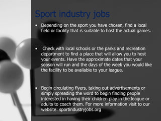 Sport industry jobs