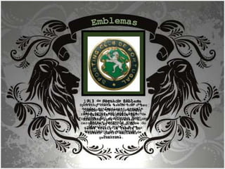 1913 – Segundo Emblema Quando em 1910 Hugo Morais Sarmento regressa da Alemanha para ingressar no Sporting como guarda-redes,trazia na lapela do casaco quatro emblemas germânicos.  Daqui surgiu a ideia de se mandar confeccionar naquele país novos emblemas para o Clube. Foi o próprio Hugo Morais Sarmento quem desenhou o modelo e se encarregou da encomenda.  A 1 de Abril de 1913, o Sporting conta assim com o seu segundo emblema: um leão rampante branco num escudo de fundo verde, envolvidos por uma cercadura preta com o nome do clube escrito a branco por extenso: Sporting Club de Portugal. Emblemas 