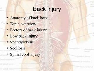 Sport Injuries - Back injury | PPTX