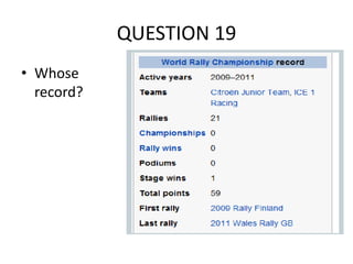 QUESTION 19
• Whose
record?

 