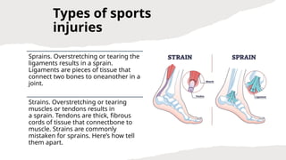 Strains Sports Injuries Presentation about Sports Injuries and excercise | PPTX