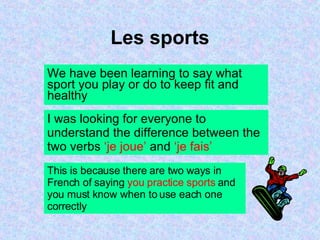 Sports Jouer Or Faire With Au And Du, De La De L