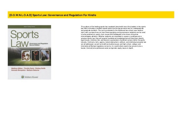 [D.O.W.N.L.O.A.D] Sports Law Governance and Regulation For Kindle