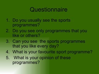 Sports Programmes on TV G2_4A
