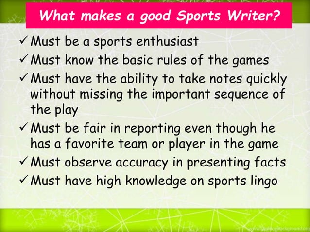 SPORTS-WRITING-PPT.pptx | Basketball | Sports