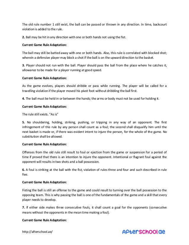 five rules of basketball