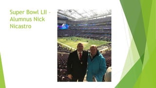 Super Bowl LII –
Alumnus Nick
Nicastro
 