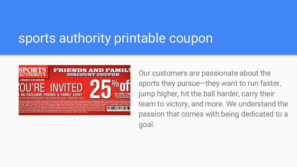 Printable coupon for sports authority