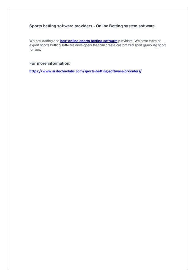 Online Sports Betting Software Online Sports Betting Software
