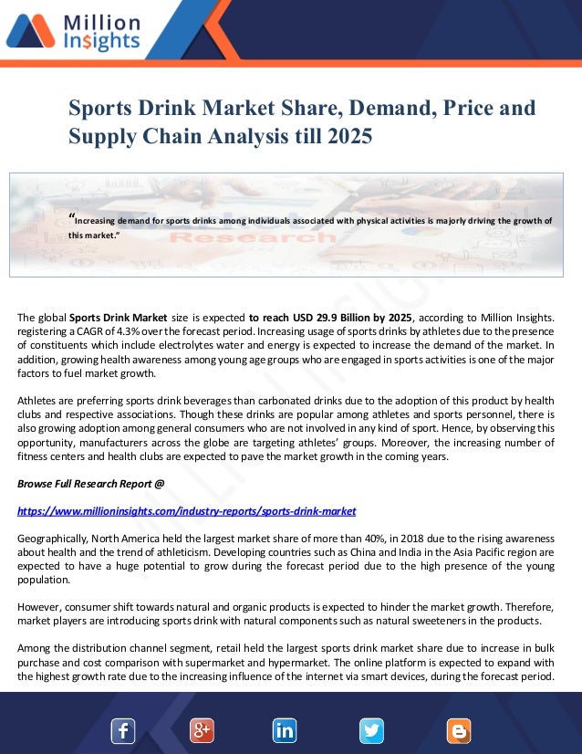 Sports Drink Market Share, Demand, Price and Supply Chain Analysis till