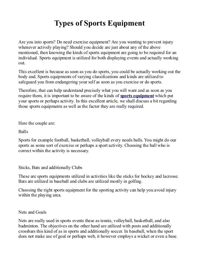 Types of Sports Equipment