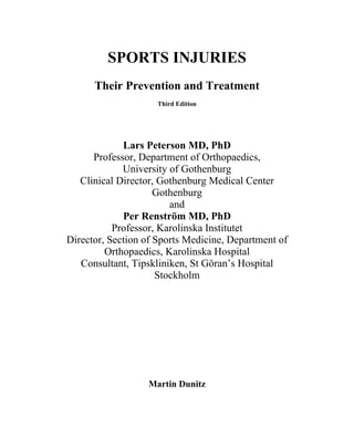 Sports injuries their prevention and treatment (3e) | PDF