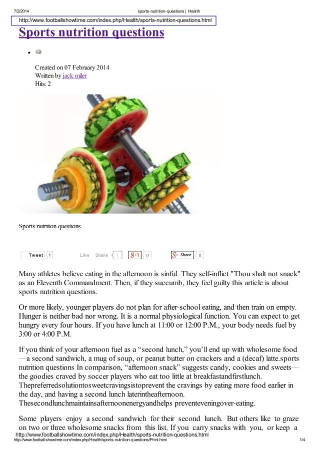 Sports nutrition questions