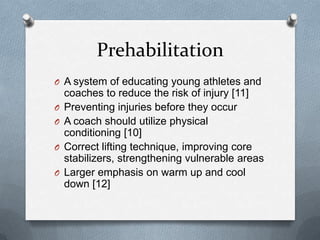 Reduced Injury u3025929 Sports Pedagogy- Adolescent Injury Prevention | PPTX
