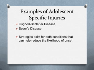 u3025929 Sports Pedagogy- Adolescent Injury Prevention | PPTX