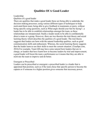 Prescribed Leader Example Sports Persuasive Essay Topics | PDF