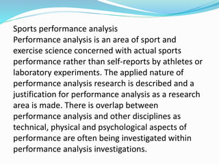 Sports Performance Analysis Lab Sports psychology for research | PPTX