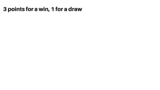 3 points for a win, 1 for a draw
 