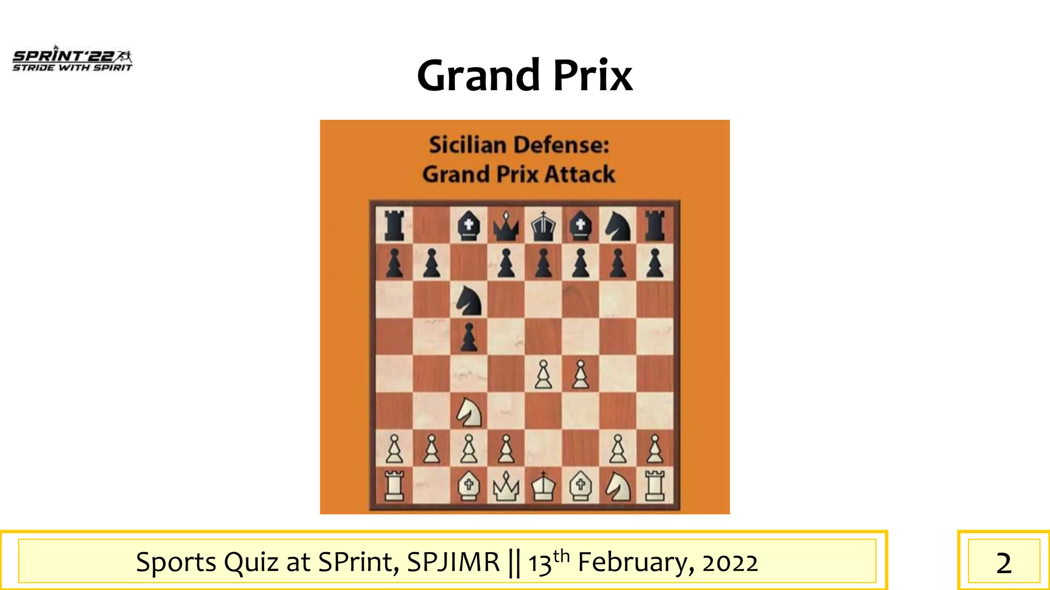 Sports Quiz at SPrint, SPJIMR || 13th February, 2022
Grand Prix
2
 