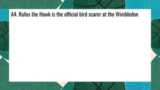 A4. Rufus the Hawk is the official bird scarer at the Wimbledon
 