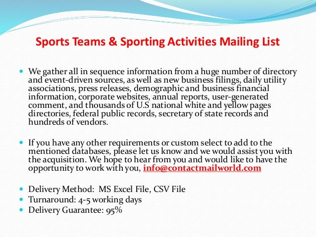 sports teams sporting activities mailing list list of sports teams
