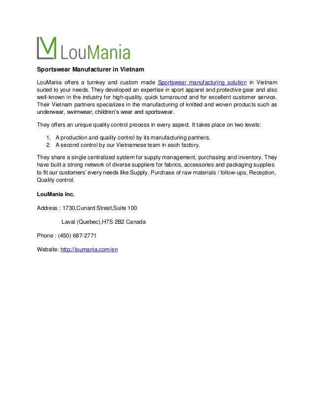 sportswear manufacturer