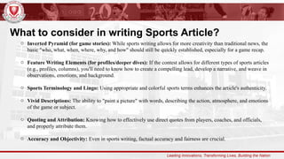 SPORTS WRITING 101.pptx sample ppt for journalism | PPTX