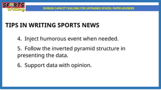 SPORTS WRITING Lesson and Activities for Campus Journalism | PPTX