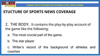 SPORTS WRITING Lesson and Activities for Campus Journalism | PPTX