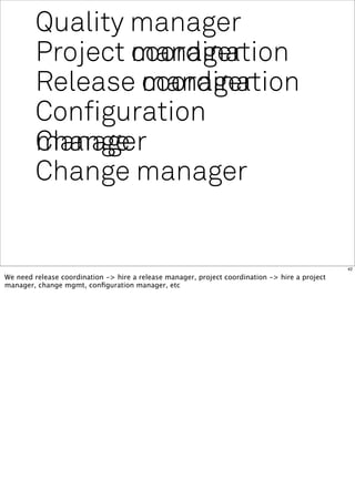 Quality manager
         Project manager
                 coordination
         Release manager
                  coordina...
