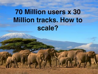 70 Million users x 30
Million tracks. How to
scale?
25
 