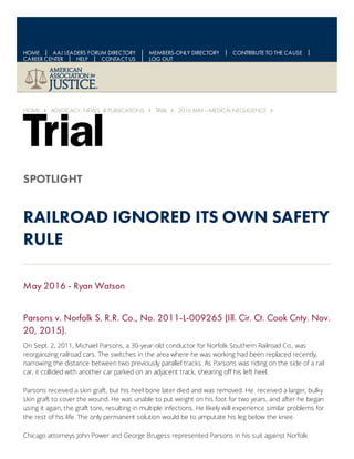 Reprinted with permission of Trial (June 2016)
Copyright American Association for Justice,
Formerly Association of Trial Lawyers of America (ATLA ®)
https://www.justice.org/publications
 